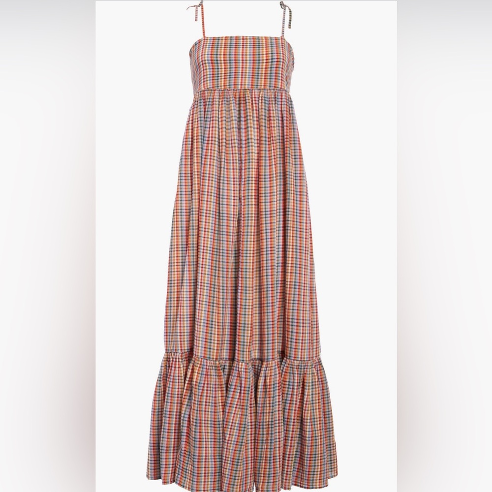 THE GREAT. The Dainty Plaid Cotton Midi Sundress